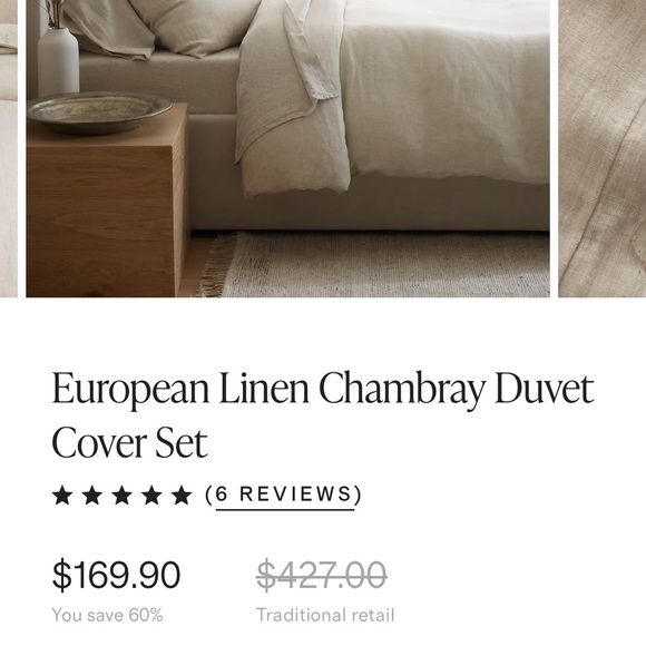 Quince European Linen Chambray Duvet Cover Set - Picture 6 of 6